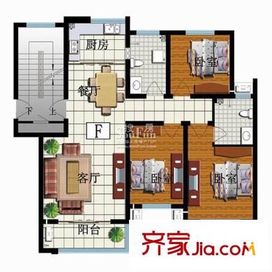 永合碩輝苑(即墨)戶型圖景宅 3室2廳2衛(wèi)1廚