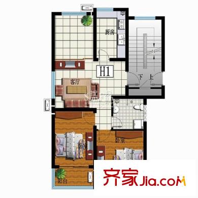 永合碩輝苑(即墨)戶型圖馨宅 2室2廳1衛(wèi)1廚