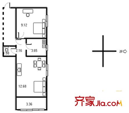 頤和廣廈 2室 戶型圖