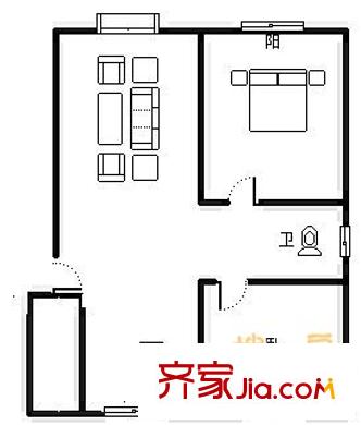 徐州北路小區(qū) 2室 戶型圖