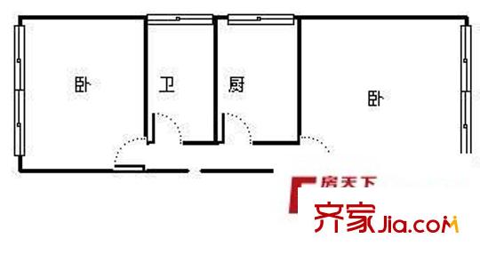 順興路小區(qū) 2室 戶型圖