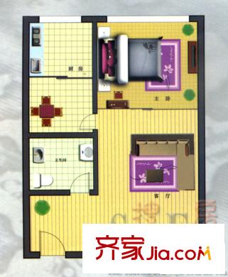 龍海明珠戶型圖戶型D 1室1廳1衛(wèi)
