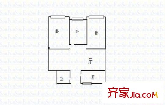 廣華園戶型圖3室戶型圖 3室2廳1衛(wèi)1廚