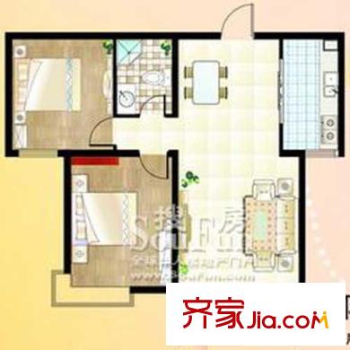 福嶺嘉苑三期戶型圖3#5#6#陽光戶型 2室2廳1衛(wèi)