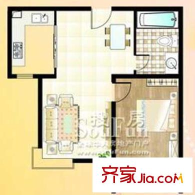 福嶺嘉苑三期戶型圖2#健康戶型 1室2廳