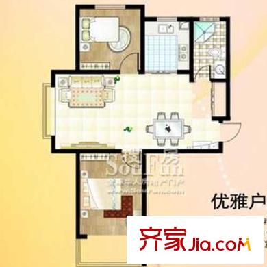 福嶺嘉苑三期戶型圖3#5#6#優(yōu)雅戶型 2室2廳1衛(wèi)