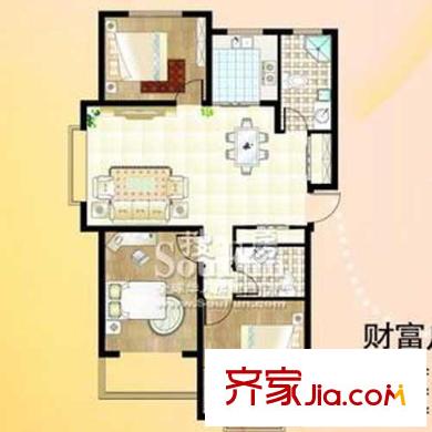 福嶺嘉苑三期戶型圖7#8#財(cái)富戶型 3室2廳2衛(wèi)