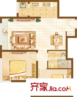 中鐵華胥美邦iHome戶型圖S戶型（售完） 2室2廳1衛(wèi)1廚