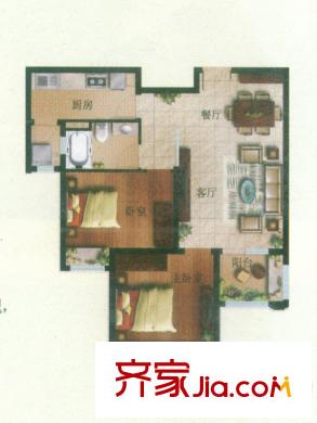 中鐵華胥美邦iHome戶型圖C1戶型 2室2廳1衛(wèi)1廚