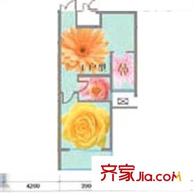 香檳海岸戶型圖1#-11#標(biāo)準(zhǔn)層I戶型 1室1廳1衛(wèi)