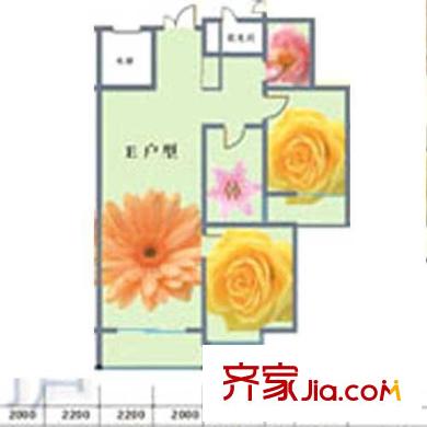 香檳海岸戶型圖1#-11#標準層E戶型 2室2廳1衛(wèi)1廚