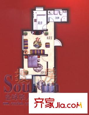 天福宜家戶型圖E-1戶型 2室1廳1衛(wèi)