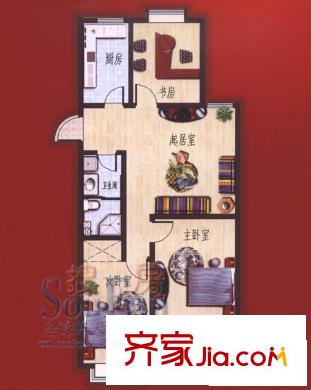 天福宜家戶型圖C-1戶型 2室2廳1衛(wèi)