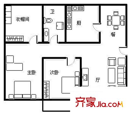 天宇花園 3室 戶型圖