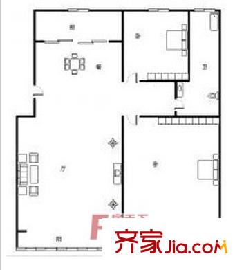 天宇花園戶型圖1 2室2廳1衛(wèi)1廚