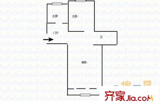 伊春路第五干休所 2室 戶型圖