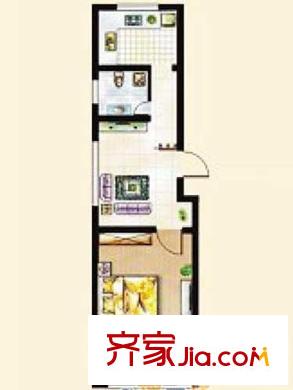 一品雅居戶型圖51-55平米A戶型 1室1廳1衛(wèi)