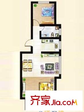 一品雅居戶型圖88.40-88.44平米B戶型 2室1廳1衛(wèi)
