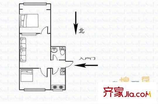 華城路四小區(qū)戶型圖16 2室1廳1衛(wèi)1廚