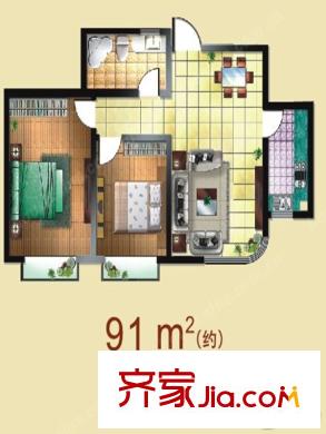 衡山舒苑一期1#、2#、3#標(biāo)準(zhǔn)層C戶型 2室2廳1衛(wèi)1廚