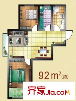 衡山舒苑一期1#、2#、3#標準層D戶型 2室2廳1衛(wèi)1廚