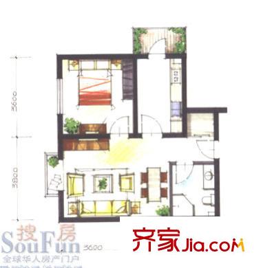 國(guó)際城名苑戶型圖1室1廳1衛(wèi)1廚
