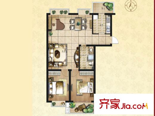 新海園品閣戶型圖H戶型 清風閣 2室2廳1衛(wèi)