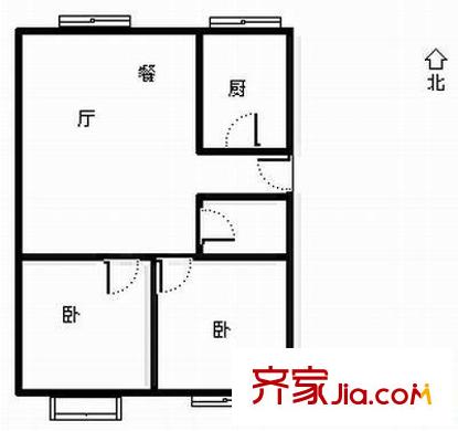 青島山花園 2室 戶型圖