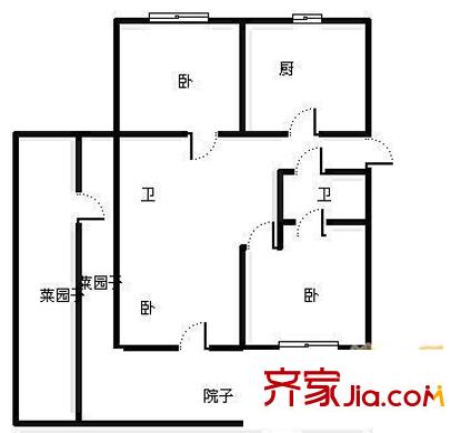 華易示范小區(qū) 2室 戶型圖