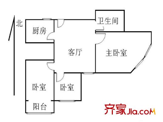 東泰花園3室 戶型圖