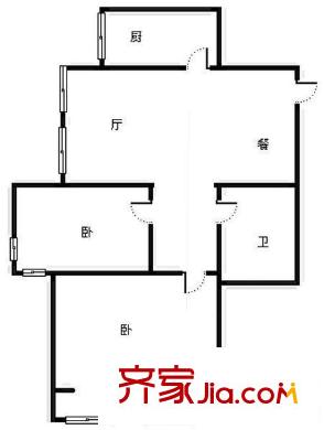 寶達大廈戶型圖2室戶型圖 2室2廳1衛(wèi)1廚