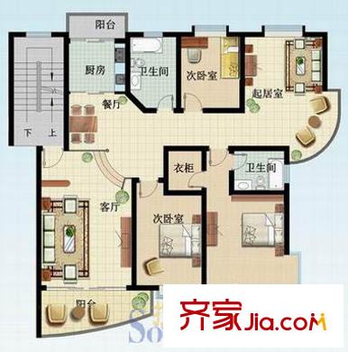 交運山莊戶型圖4室2廳