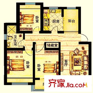 海信馬山新城戶型圖29#樓房型C 3室2廳1衛(wèi)