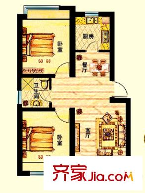 海信馬山新城戶型圖32#、33#樓房型A 2室2廳1衛(wèi)
