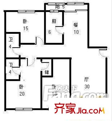 東海一路小區(qū)戶型圖3室 3室2廳2衛(wèi)1廚