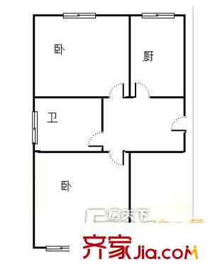 東海一路小區(qū)戶型圖2室 2室1廳1衛(wèi)1廚