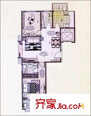 星海苑二期戶型圖93.48平兩房戶型圖 2室2廳2衛(wèi)