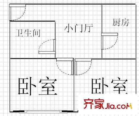利津路27號院戶型圖利津路27號 2室 戶型圖 2室1廳1衛(wèi)1廚