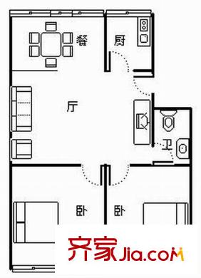 利津路27號院戶型圖2室戶型圖 2室2廳1衛(wèi)1廚