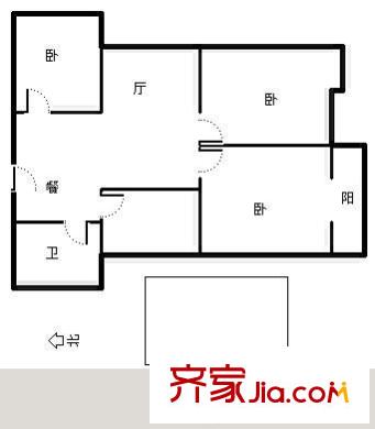 福嶺嘉苑G區(qū) 3室 戶型圖
