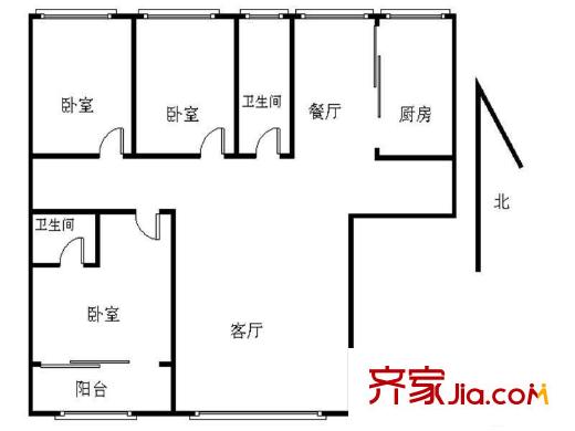 浮新小區(qū)東區(qū)戶型圖浮新小區(qū)3室 戶型圖 3室2廳2衛(wèi)1廚
