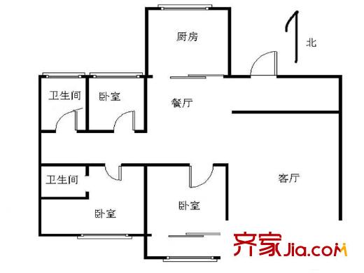 浮新小區(qū)東區(qū)戶型圖浮新小區(qū)3室 戶型圖 3室2廳2衛(wèi)1廚