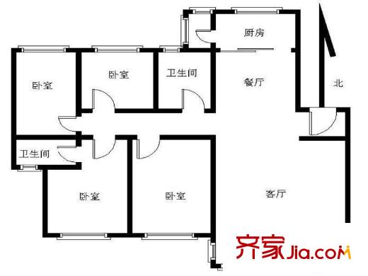 浮新小區(qū)東區(qū)戶型圖浮新小區(qū) 4室 戶型圖 4室2廳2衛(wèi)1廚