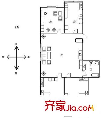 福源居小區(qū) 3室 戶型圖