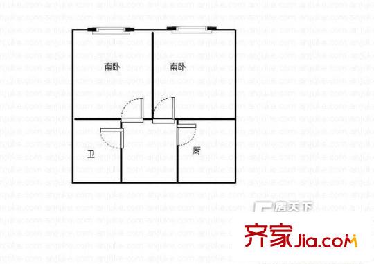 洮南路社區(qū)戶型圖戶型圖 2室1衛(wèi)1廚
