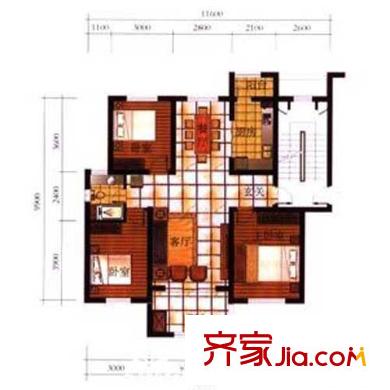 城陽(yáng)星城戶型圖C戶型 3室2廳1衛(wèi)