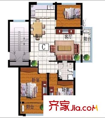 西元莊三期 3室 戶型圖