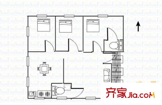 即發(fā)陽光城 3室 戶型圖