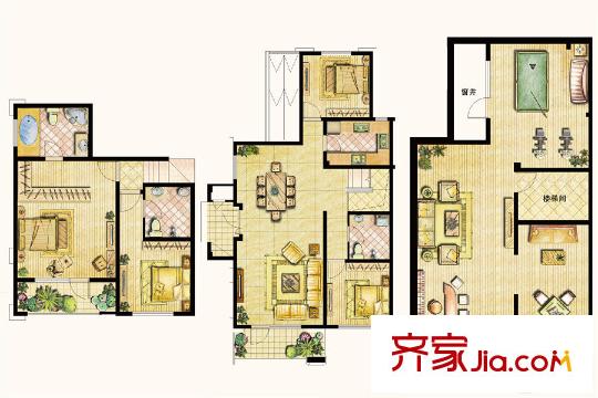 世茂公園美地下疊別墅邊戶 4室2廳3衛(wèi)1廚