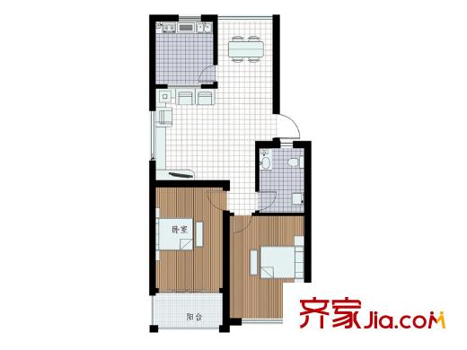 東城家園戶型圖A戶型 2室2廳1衛(wèi)1廚